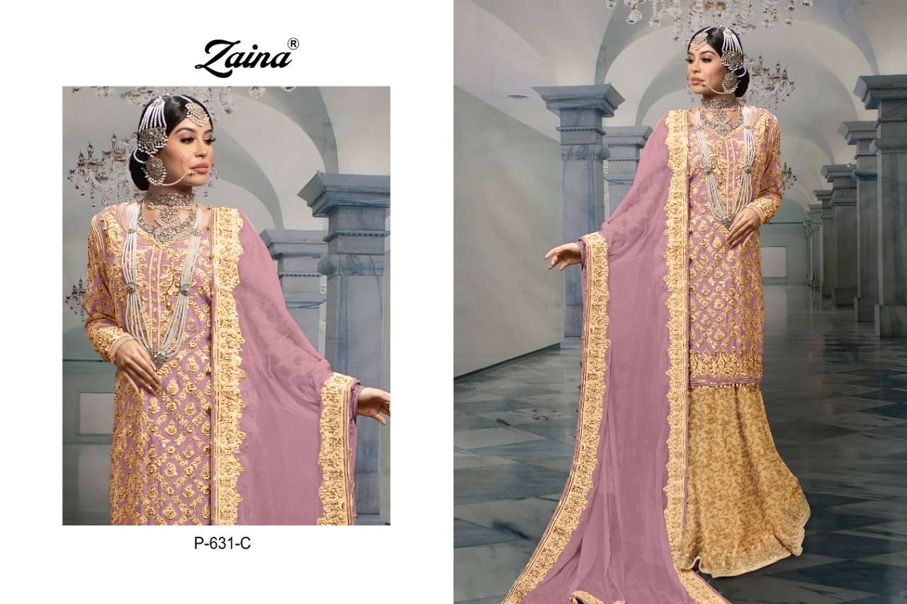 PRIYAM FASHION PRESENT ZAINA P-631-B TO P-631-E SERIES CATALOG GEORGETTE SEMI STITCHED PAKISTANI DESIGNER SUITS IN WHOLESALE PRICE IN SURAT - SAI DRESSES