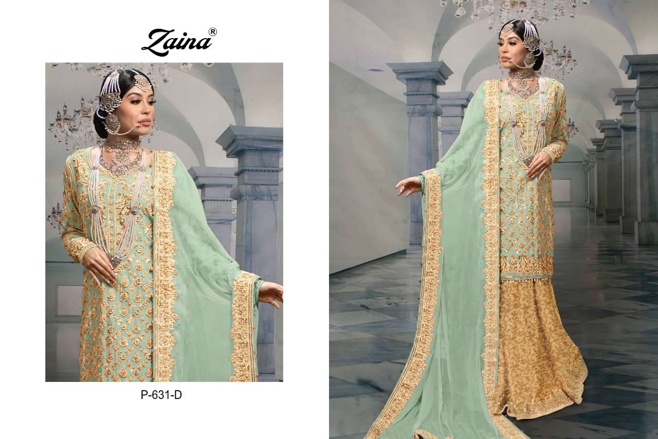 PRIYAM FASHION PRESENT ZAINA P-631-B TO P-631-E SERIES CATALOG GEORGETTE SEMI STITCHED PAKISTANI DESIGNER SUITS IN WHOLESALE PRICE IN SURAT - SAI DRESSES