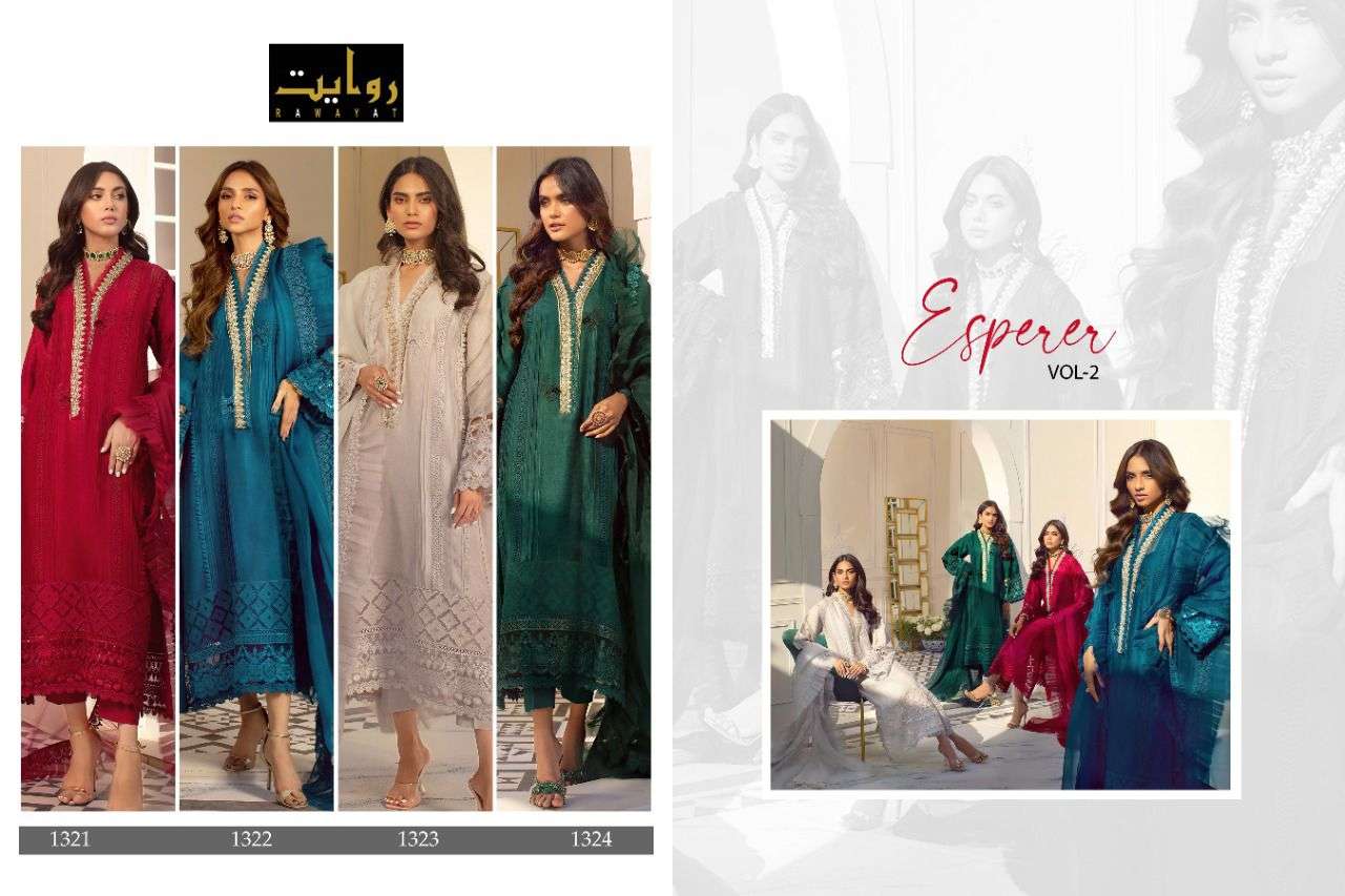 RAWAYAT PRESENT ESPERER VOL 2 GEORGETTE WEAR PAKISTANI SALWAR SUITS COLLECTION IN WHOLESALE PRICE IN SURAT - SAI DRESSES