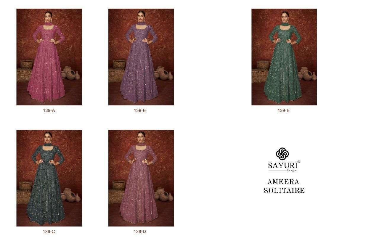 SAYURI DESIGNER PRESENT AMEERA SOLITAIRE READYMADE ANARKALI DESIGNER SUITS IN WHOLESALE PRICE IN SURAT - SAI DRESSES