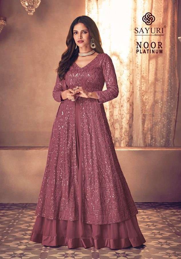 SAYURI DESIGNER PRESENT NOOR PLATINUM GEORGETTE READY MADE DESIGNER SUITS IN WHOLESALE PRICE IN SURAT - SAI DRESSES 