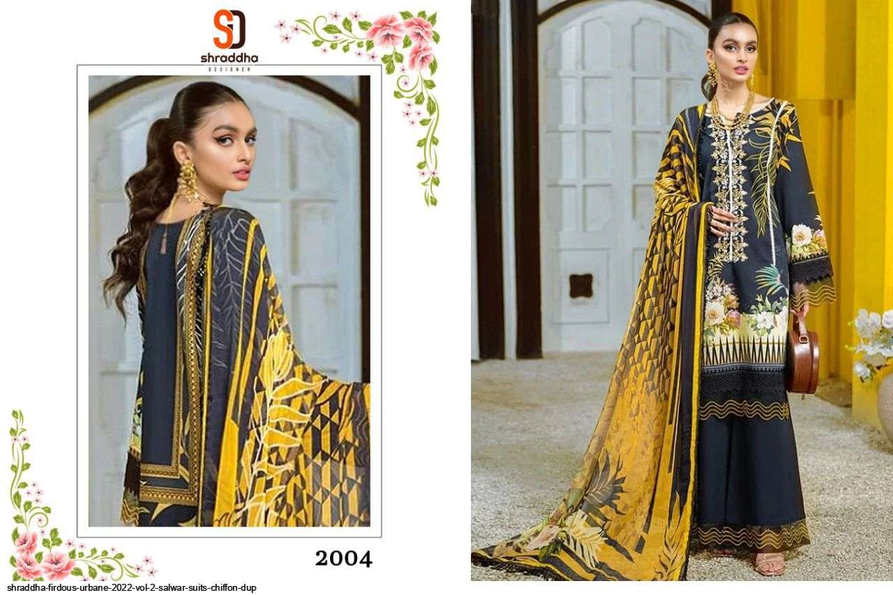SHRADDHA DESIGNER PRESENT FIRDOUS URBANE VOL 2 CATALOG EXCLUSIVE PAKISTANI LAWN COTTON EMBROIDERY SALWAR SUITS IN WHOLESALE PRICE IN SURAT - SAI DRESSES