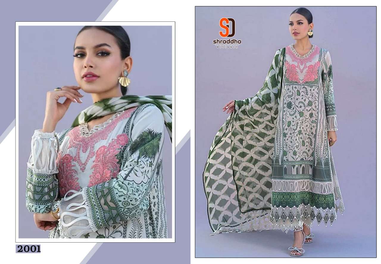 SHRADDHA DESIGNER PRESENT SANA SAFINA MUZLINE SPRING VOL 2 LAWN COTTON PRINTED WITH HEAVY EMBROIDERY SUITS IN WHOLESALE PRICE IN SURAT - SAI DRESSES