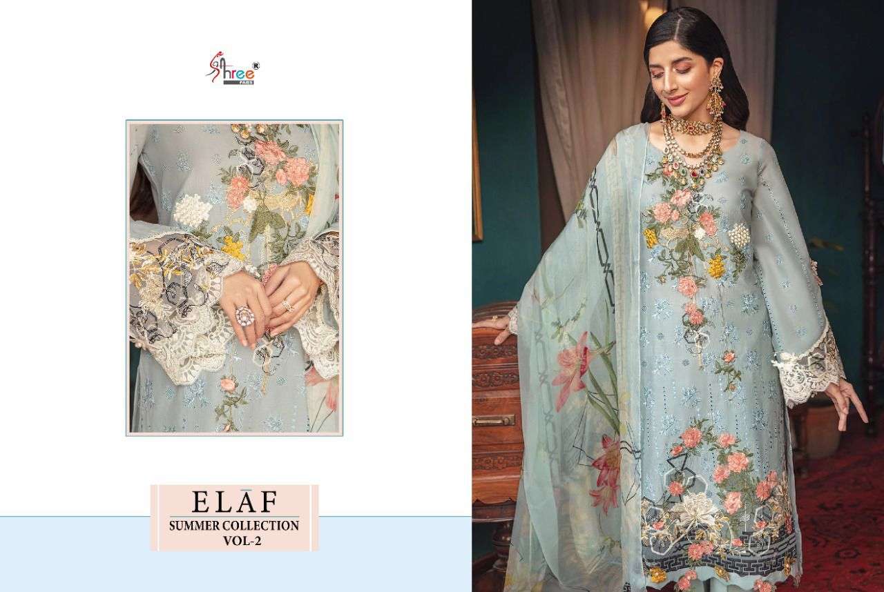 SHREE FAB PRESENT ELAF SUMMER COLLECTION VOL 2 COTTON WITH FANCY WORK PAKISTANI SUITS IN WHOLESALE PRICE IN SURAT - SAI DRESSES