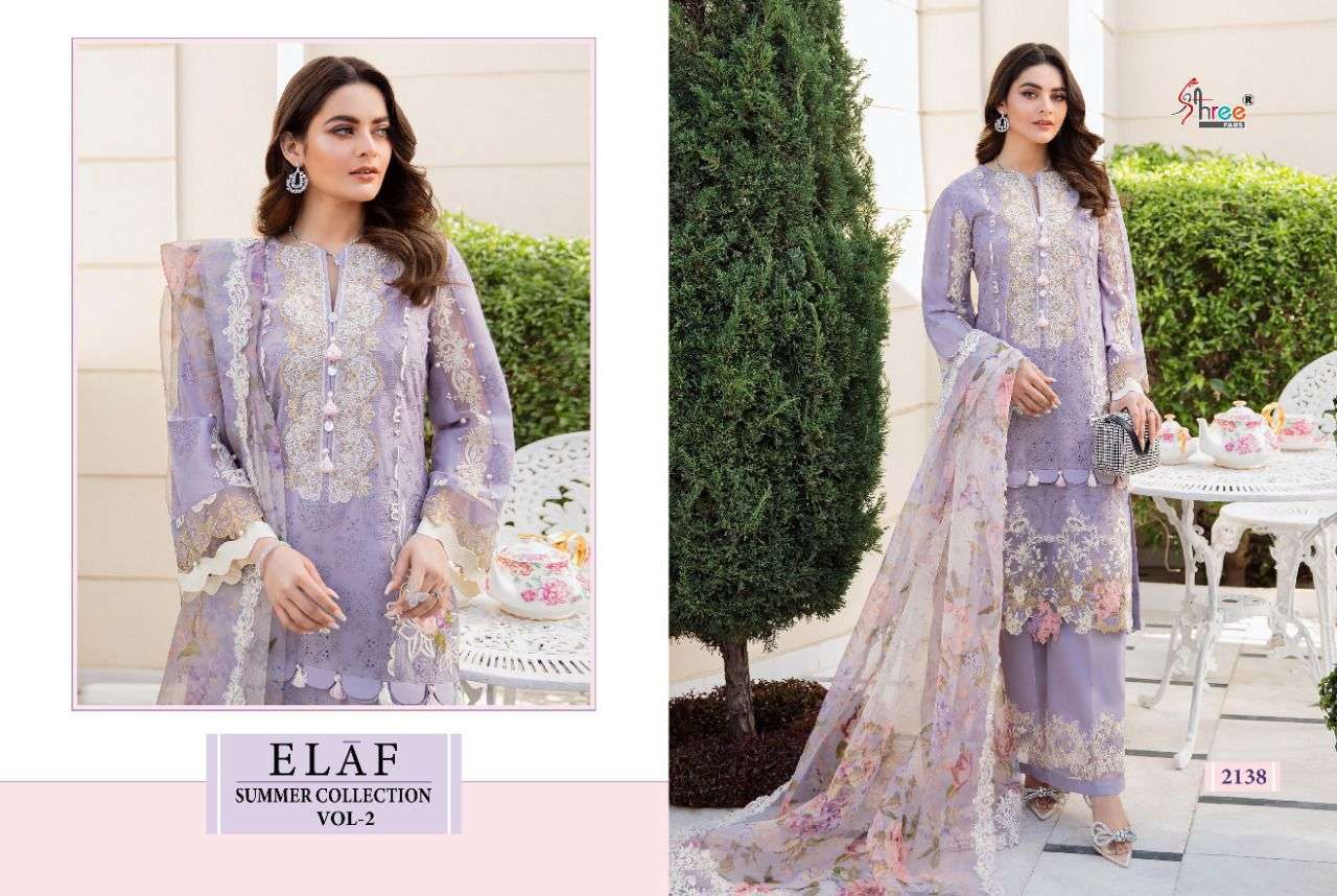 SHREE FAB PRESENT ELAF SUMMER COLLECTION VOL 2 COTTON WITH FANCY WORK PAKISTANI SUITS IN WHOLESALE PRICE IN SURAT - SAI DRESSES