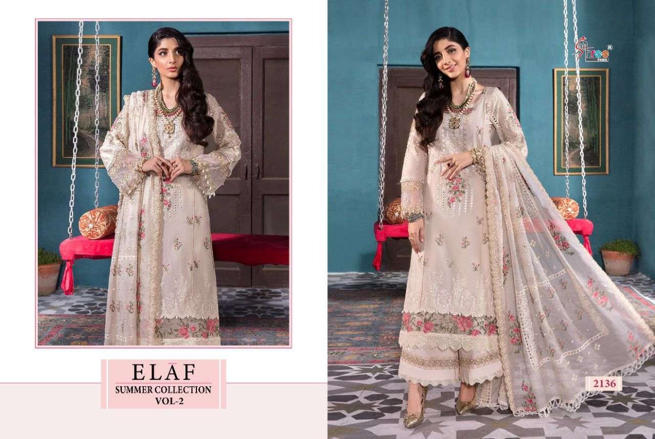 SHREE FAB PRESENT ELAF SUMMER COLLECTION VOL 2 COTTON WITH FANCY WORK PAKISTANI SUITS IN WHOLESALE PRICE IN SURAT - SAI DRESSES