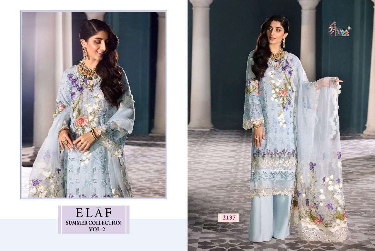 SHREE FAB PRESENT ELAF SUMMER COLLECTION VOL 2 COTTON WITH FANCY WORK PAKISTANI SUITS IN WHOLESALE PRICE IN SURAT - SAI DRESSES
