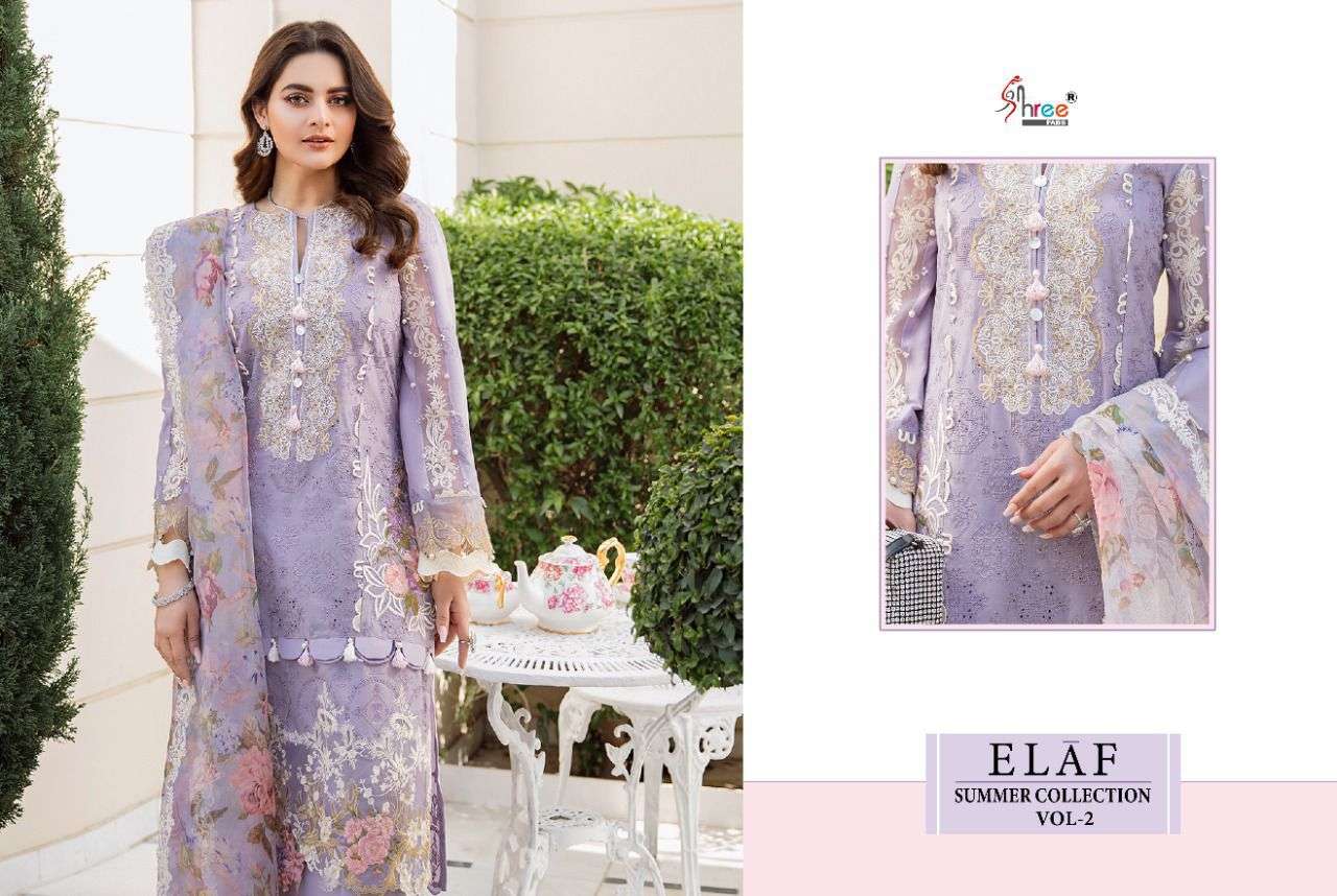 SHREE FAB PRESENT ELAF SUMMER COLLECTION VOL 2 COTTON WITH FANCY WORK PAKISTANI SUITS IN WHOLESALE PRICE IN SURAT - SAI DRESSES