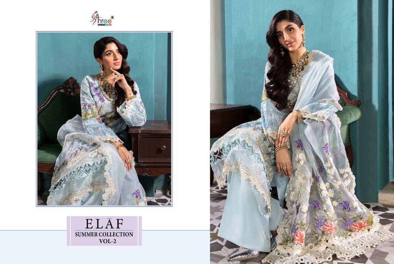 SHREE FAB PRESENT ELAF SUMMER COLLECTION VOL 2 COTTON WITH FANCY WORK PAKISTANI SUITS IN WHOLESALE PRICE IN SURAT - SAI DRESSES