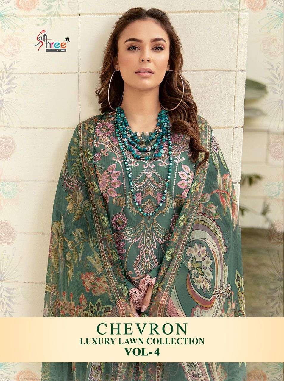 SHREE FABS PRESENT CHEVRON LUXURY LAWN COLLECTION VOL-04 PURE COTTON WITH EMBRODERY PAKISTANI DESIGNER SUITS IN WHOLESALE PRICE IN SURAT - SAI DRESSES