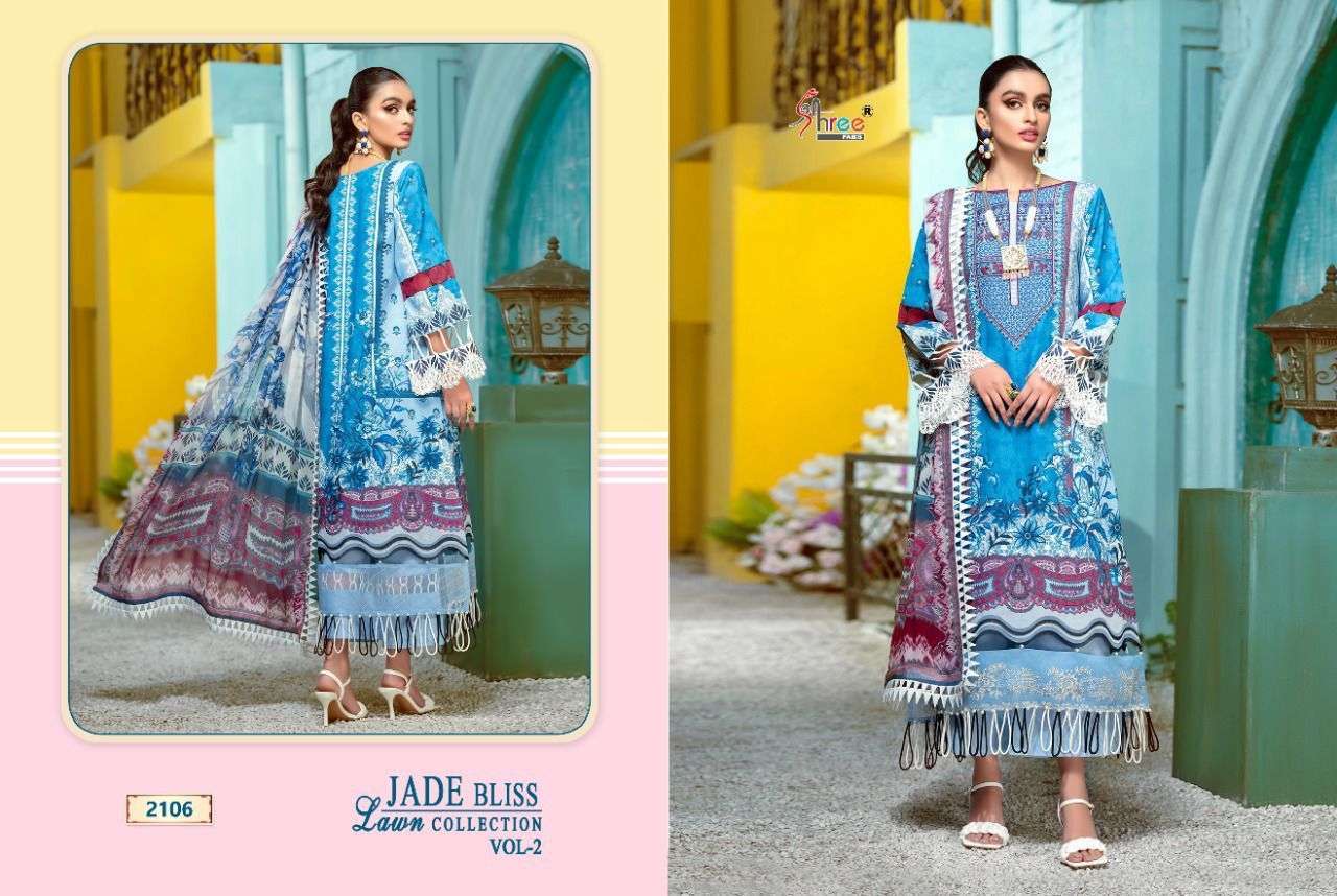 SHREE FABS PRESENT JADE BLISS LAWN COLLECTION VOL 2 PURE COTTON PAKISTANI DESIGNER SUITS IN WHOLESALE PRICE IN SURAT - SAI DRESSES