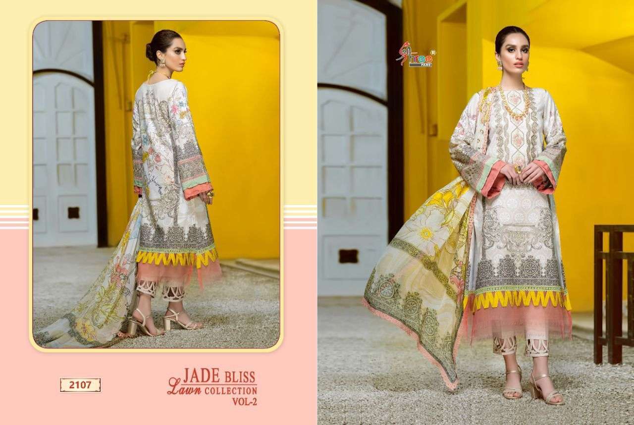 SHREE FABS PRESENT JADE BLISS LAWN COLLECTION VOL 2 PURE COTTON PAKISTANI DESIGNER SUITS IN WHOLESALE PRICE IN SURAT - SAI DRESSES