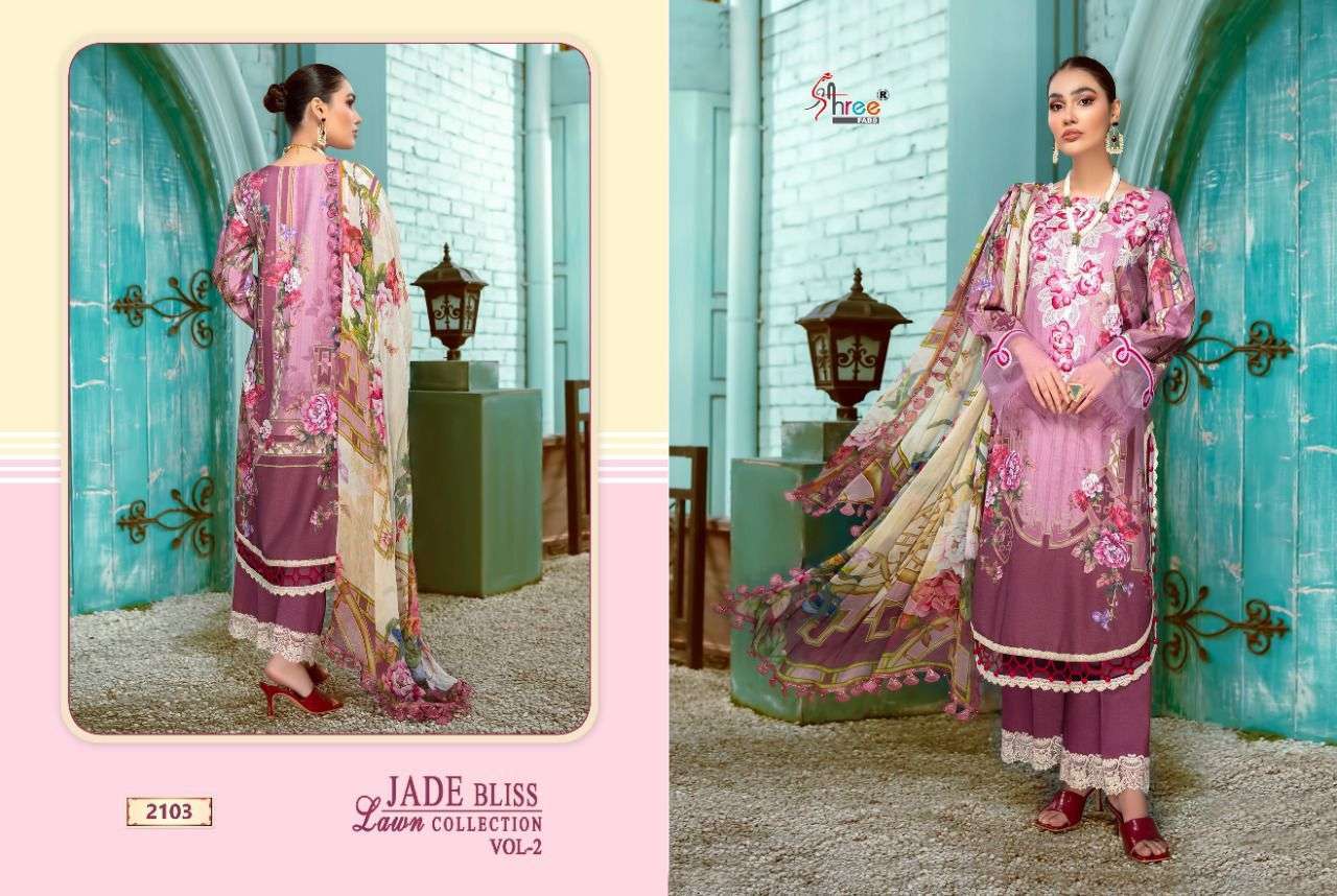SHREE FABS PRESENT JADE BLISS LAWN COLLECTION VOL 2 PURE COTTON PAKISTANI DESIGNER SUITS IN WHOLESALE PRICE IN SURAT - SAI DRESSES