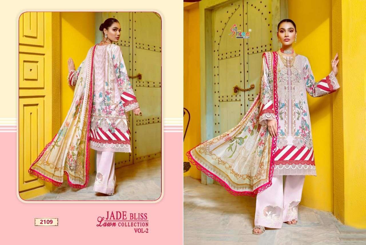 SHREE FABS PRESENT JADE BLISS LAWN COLLECTION VOL 2 PURE COTTON PAKISTANI DESIGNER SUITS IN WHOLESALE PRICE IN SURAT - SAI DRESSES
