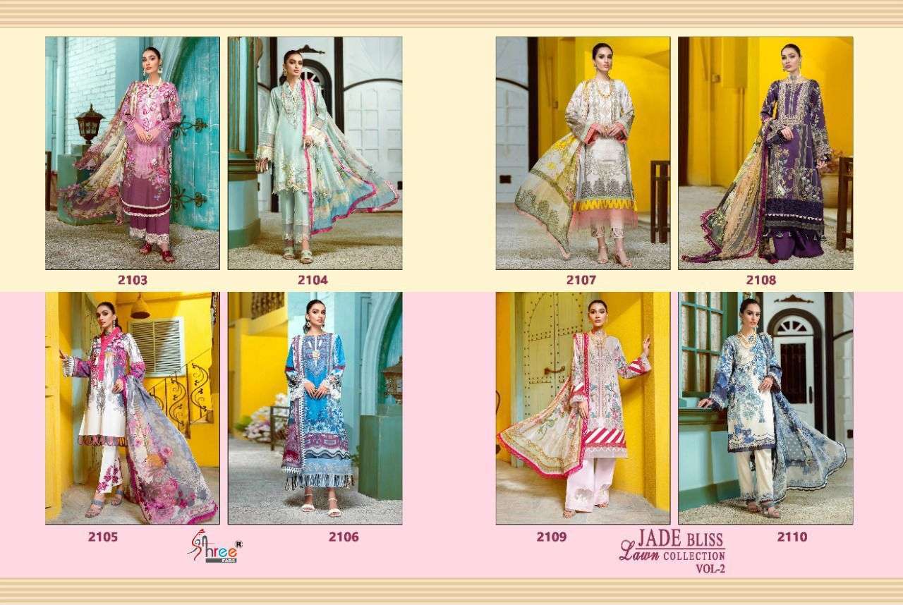 SHREE FABS PRESENT JADE BLISS LAWN COLLECTION VOL 2 PURE COTTON PAKISTANI DESIGNER SUITS IN WHOLESALE PRICE IN SURAT - SAI DRESSES