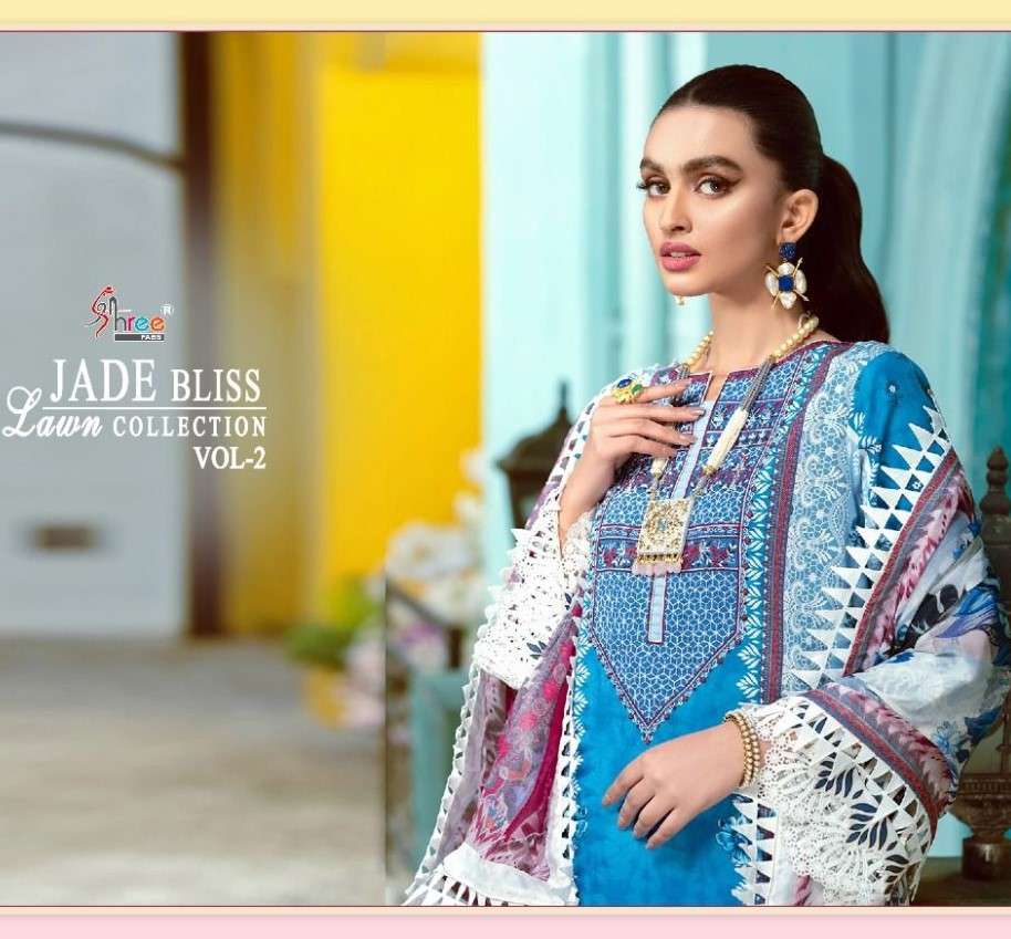 SHREE FABS PRESENT JADE BLISS LAWN COLLECTION VOL 2 PURE COTTON PAKISTANI DESIGNER SUITS IN WHOLESALE PRICE IN SURAT - SAI DRESSES
