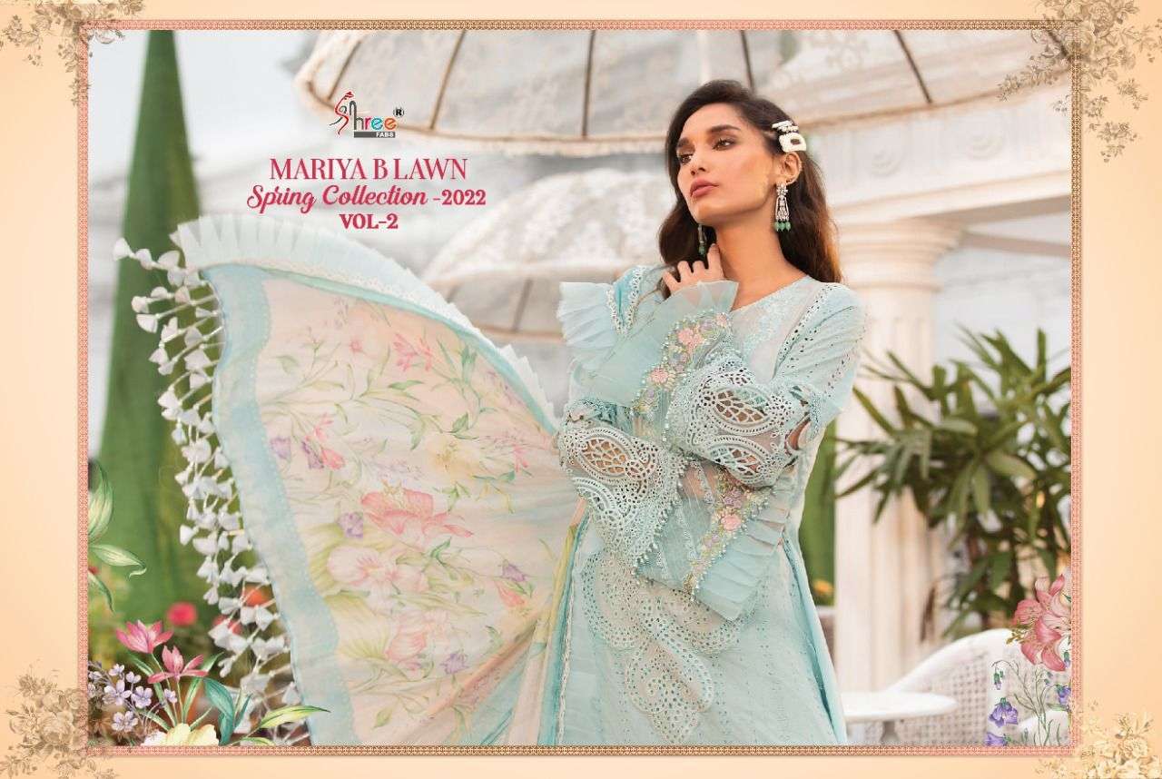 SHREE FABS PRESENT MARIYA B LAWN SPRING COLLECTION VOL 2 PAKISTANI DESIGNER SUITS IN WHOLESALE PRICE IN SURAT - SAI DRESSES