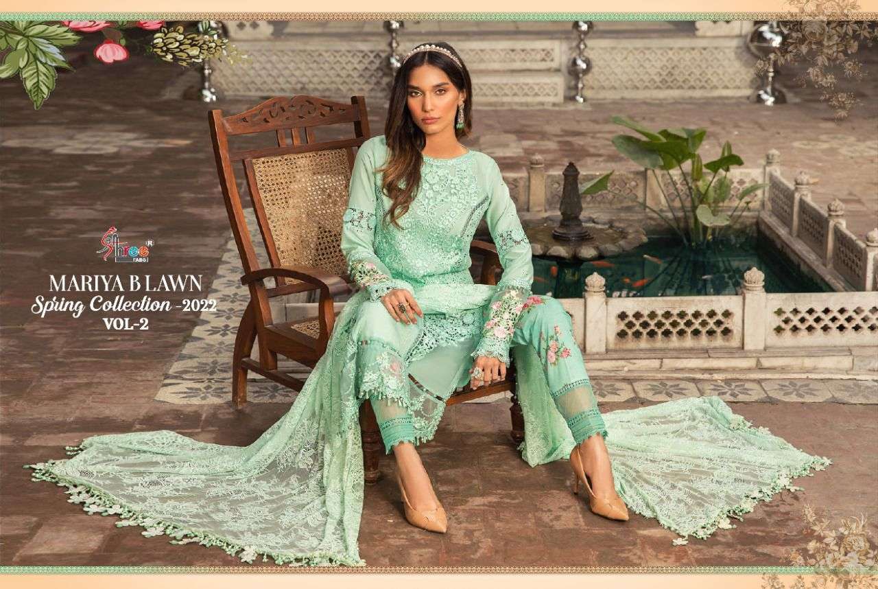 SHREE FABS PRESENT MARIYA B LAWN SPRING COLLECTION VOL 2 PAKISTANI DESIGNER SUITS IN WHOLESALE PRICE IN SURAT - SAI DRESSES