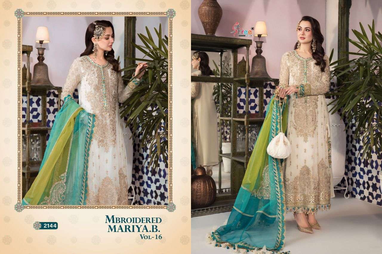  SHREE FABS PRESENT MBROIDERED MARIYA B VOL 16 GEORGETTE PAKISTANI DESIGNER SUITS IN WHOLESALE PRICE IN SURAT - SAI DRESSES