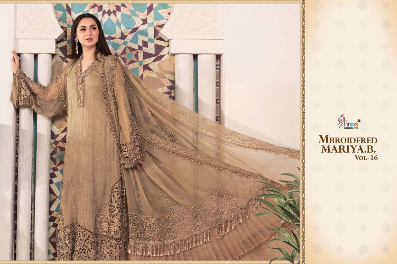  SHREE FABS PRESENT MBROIDERED MARIYA B VOL 16 GEORGETTE PAKISTANI DESIGNER SUITS IN WHOLESALE PRICE IN SURAT - SAI DRESSES