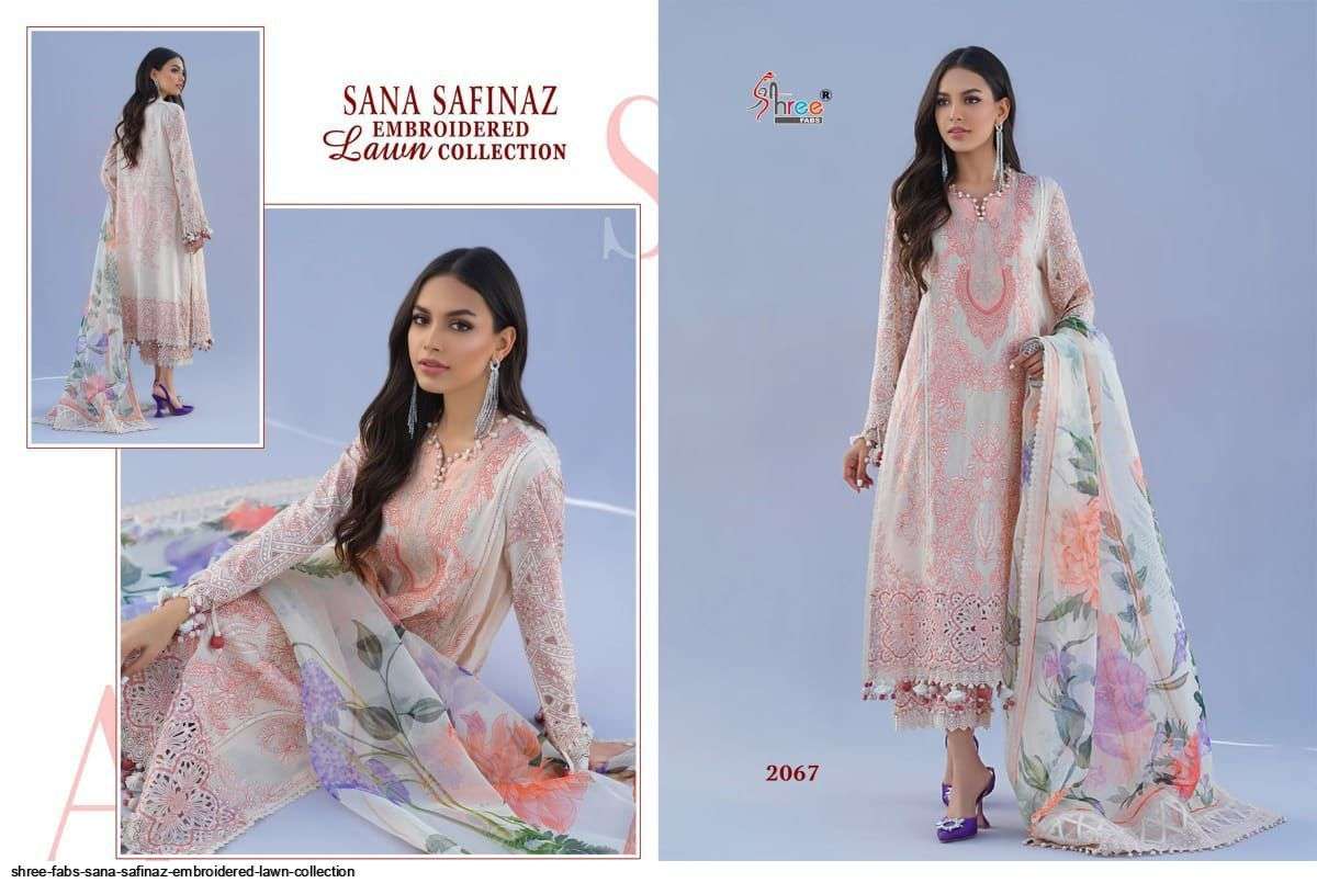 SHREE FABS PRESENT SANA SAFINAZ EMBROIDERED LAWN COLLECTION PAKISTANI SALWAR SUITS IN WHOLESALE PRICE IN SURAT - SAI DRESSES