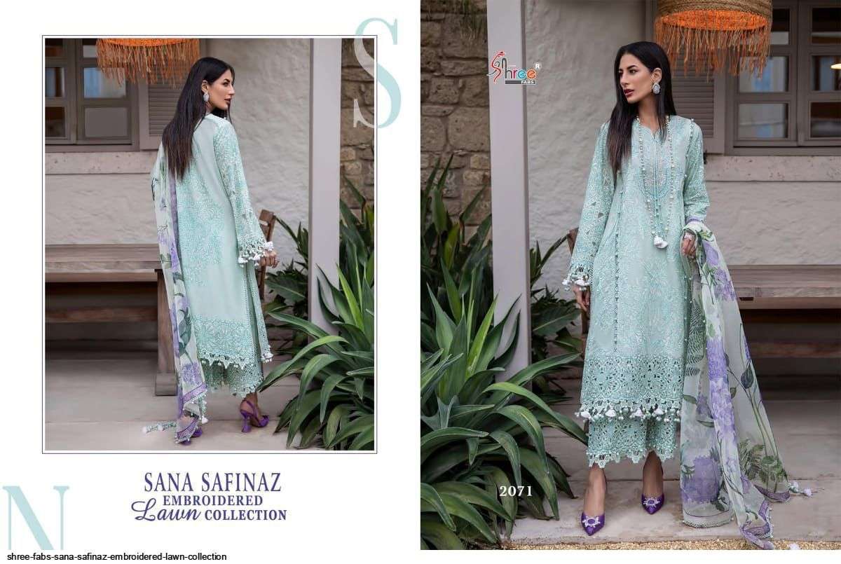 SHREE FABS PRESENT SANA SAFINAZ EMBROIDERED LAWN COLLECTION PAKISTANI SALWAR SUITS IN WHOLESALE PRICE IN SURAT - SAI DRESSES