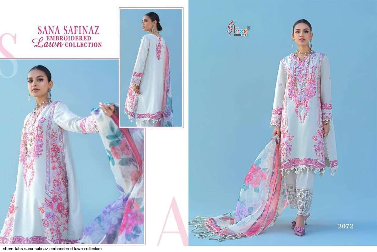 SHREE FABS PRESENT SANA SAFINAZ EMBROIDERED LAWN COLLECTION PAKISTANI SALWAR SUITS IN WHOLESALE PRICE IN SURAT - SAI DRESSES