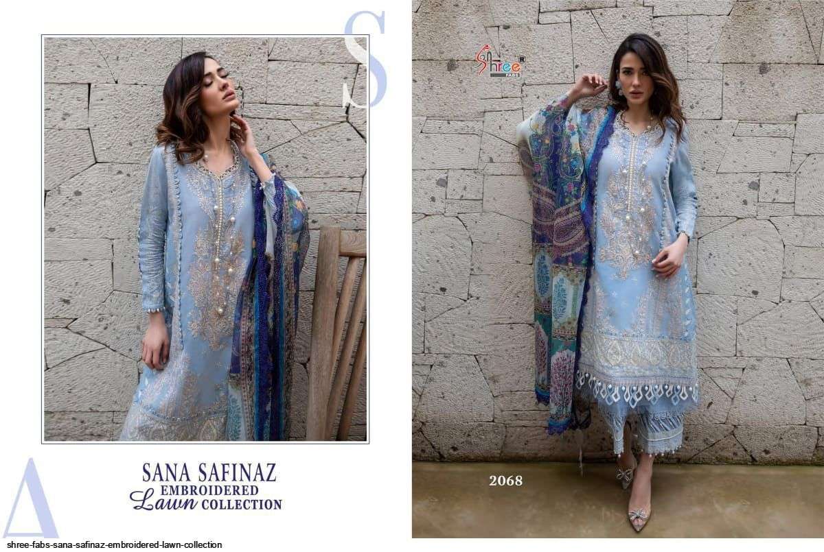SHREE FABS PRESENT SANA SAFINAZ EMBROIDERED LAWN COLLECTION PAKISTANI SALWAR SUITS IN WHOLESALE PRICE IN SURAT - SAI DRESSES