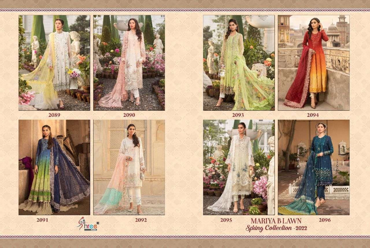  SHREE FABS PRESENTS MARIA B LAWN SPRING 2022 COTTON PAKISTANI FANCY SUITS IN WHOLESALE PRICE IN SURAT - SAI DRESSES 