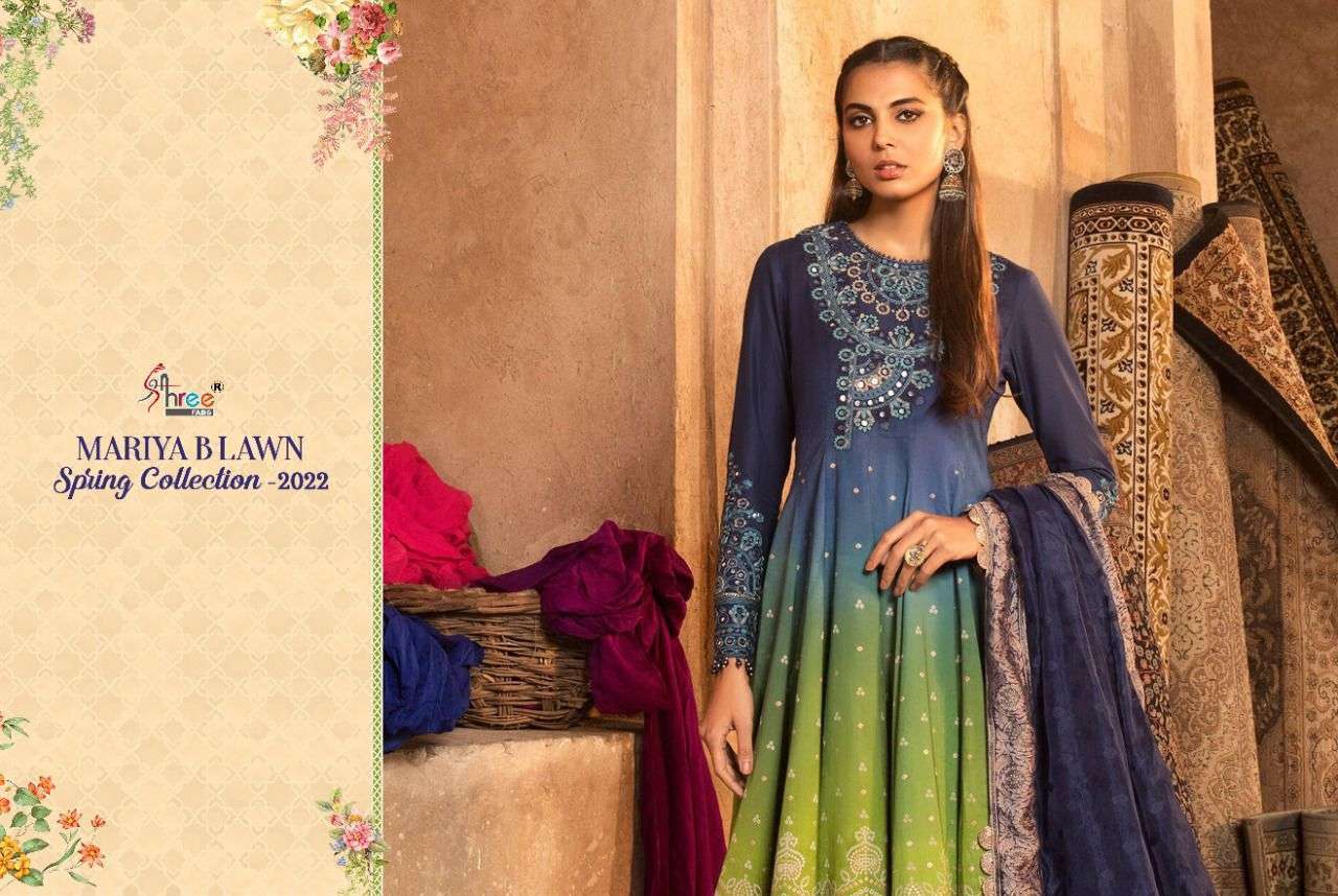  SHREE FABS PRESENTS MARIA B LAWN SPRING 2022 COTTON PAKISTANI FANCY SUITS IN WHOLESALE PRICE IN SURAT - SAI DRESSES 