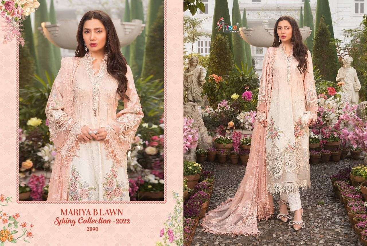  SHREE FABS PRESENTS MARIA B LAWN SPRING 2022 COTTON PAKISTANI FANCY SUITS IN WHOLESALE PRICE IN SURAT - SAI DRESSES 