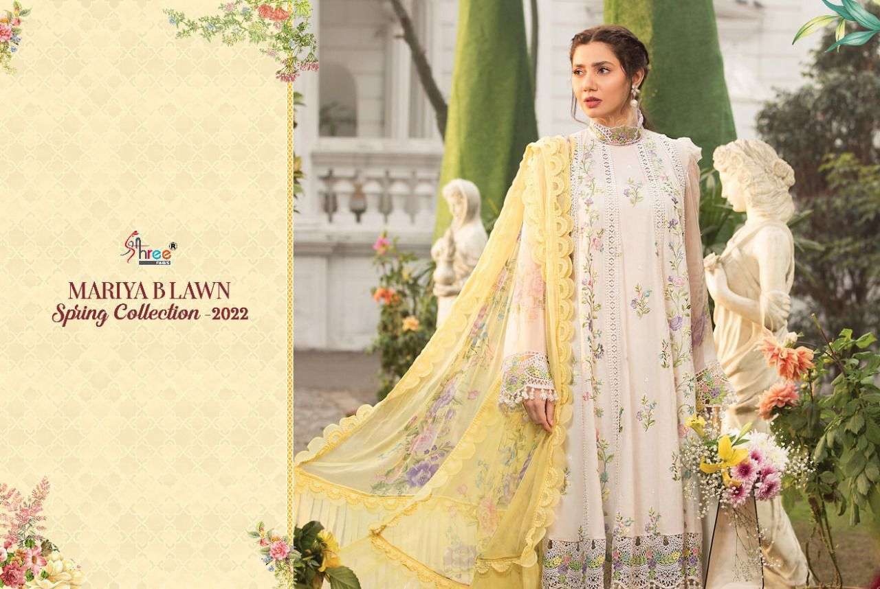  SHREE FABS PRESENTS MARIA B LAWN SPRING 2022 COTTON PAKISTANI FANCY SUITS IN WHOLESALE PRICE IN SURAT - SAI DRESSES 