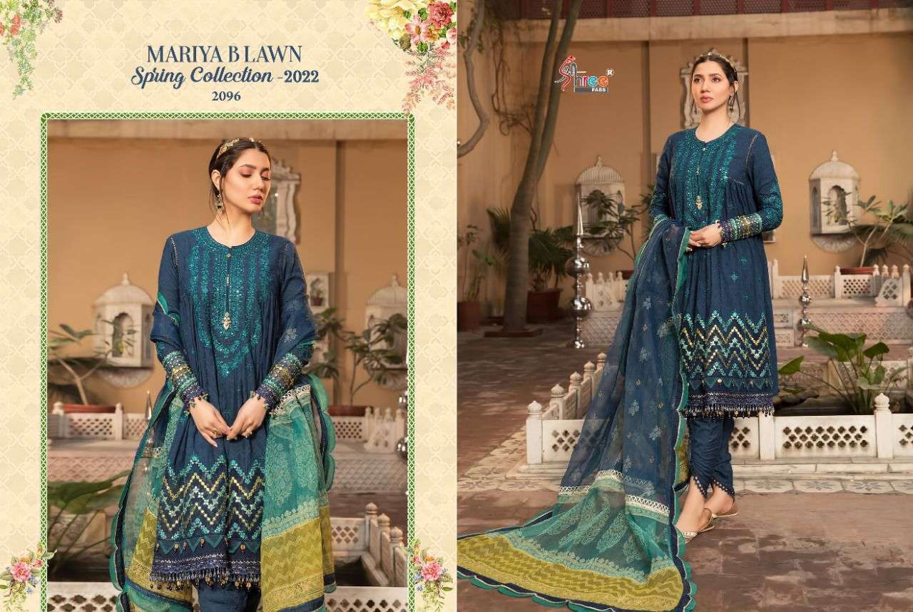  SHREE FABS PRESENTS MARIA B LAWN SPRING 2022 COTTON PAKISTANI FANCY SUITS IN WHOLESALE PRICE IN SURAT - SAI DRESSES 