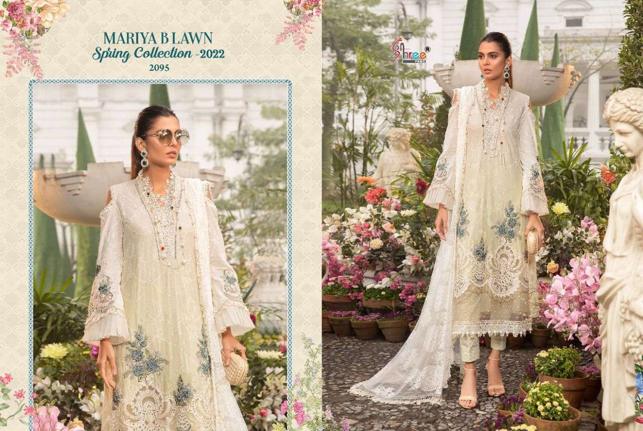  SHREE FABS PRESENTS MARIA B LAWN SPRING 2022 COTTON PAKISTANI FANCY SUITS IN WHOLESALE PRICE IN SURAT - SAI DRESSES 
