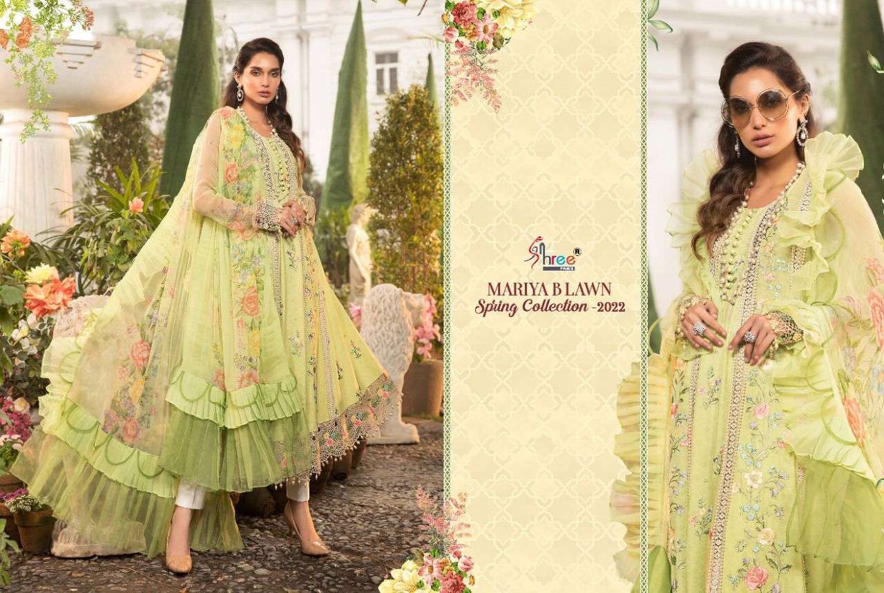  SHREE FABS PRESENTS MARIA B LAWN SPRING 2022 COTTON PAKISTANI FANCY SUITS IN WHOLESALE PRICE IN SURAT - SAI DRESSES 