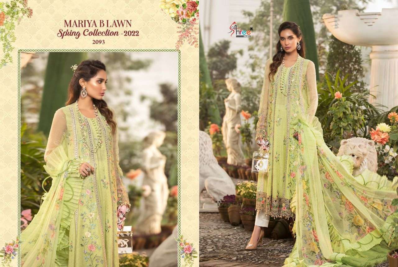  SHREE FABS PRESENTS MARIA B LAWN SPRING 2022 COTTON PAKISTANI FANCY SUITS IN WHOLESALE PRICE IN SURAT - SAI DRESSES 