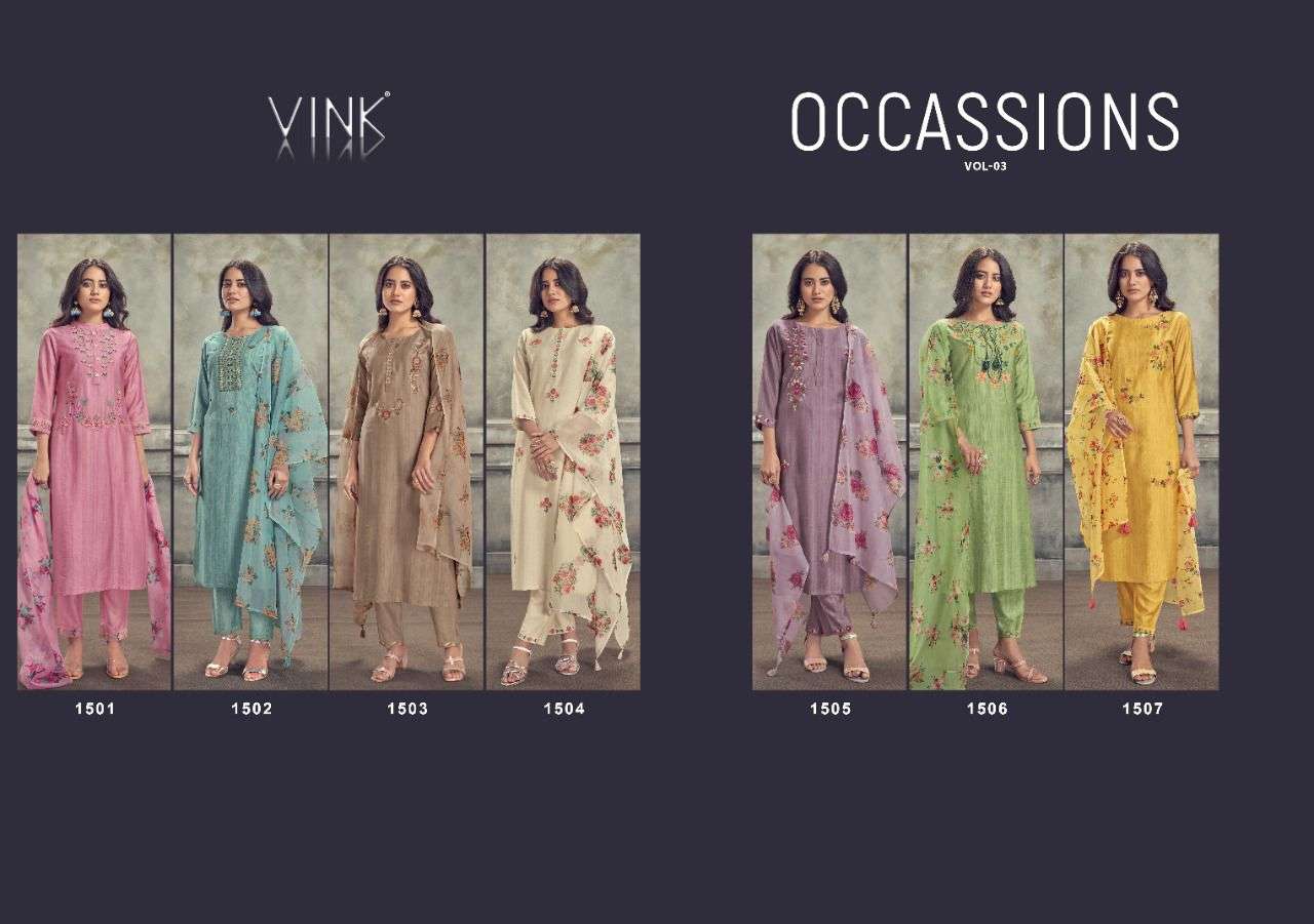 VINK VISTA LIFESTYLES PRESENTS OCCASSIONS VOL-3 DESIGNER SUITS IN WHOLESALE PRICE IN SURAT - SAI DRESSES  