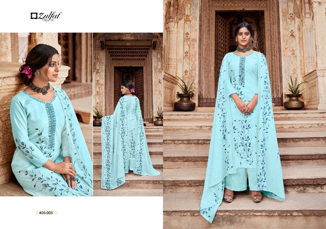 ZULFAT PRESENT ANISHKA CATALOG PURE COTTON UNSTICHED SALWAR SUITS IN WHOLESALE PRICE IN SURAT - SAI DRESSES