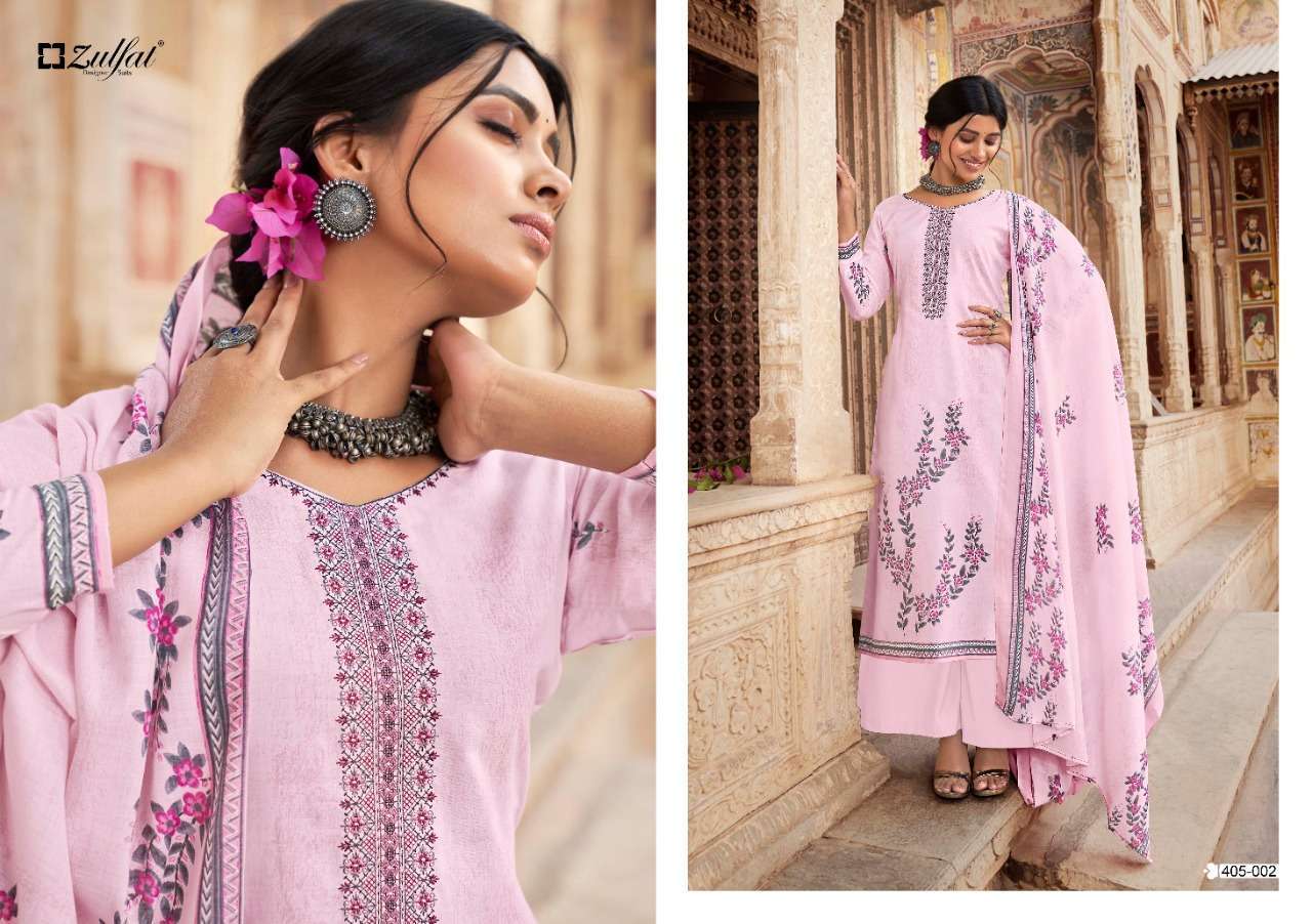 ZULFAT PRESENT ANISHKA CATALOG PURE COTTON UNSTICHED SALWAR SUITS IN WHOLESALE PRICE IN SURAT - SAI DRESSES