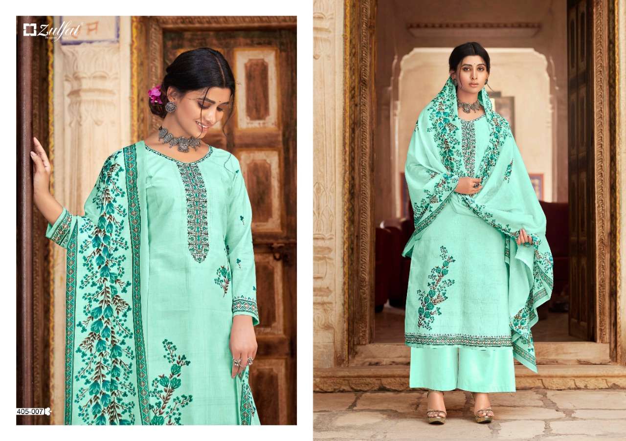 ZULFAT PRESENT ANISHKA CATALOG PURE COTTON UNSTICHED SALWAR SUITS IN WHOLESALE PRICE IN SURAT - SAI DRESSES