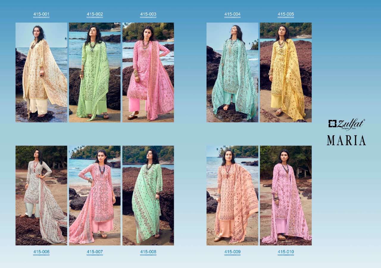 ZULFAT PRESENT MARIA CATALOG SUMMER WEAR PURE COTTON PRINTED DRESS MATERIALS IN WHOLESALE PRICE IN SURAT - SAI DRESSES