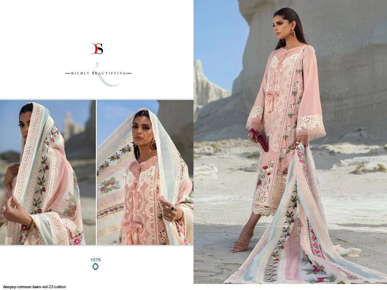 DEEPSY SUITS PRESENT CRIMSON LAWAN 22 COTTON PAKISTANI DESIGNER SUITS IN WHOLESALE PRICE IN SURAT - SAI DRESSES