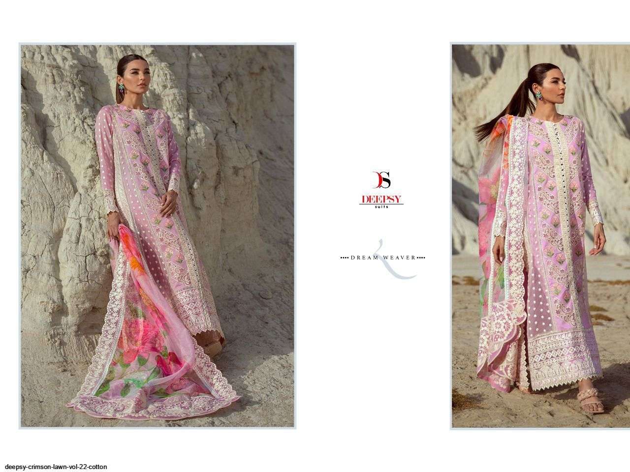 DEEPSY SUITS PRESENT CRIMSON LAWAN 22 COTTON PAKISTANI DESIGNER SUITS IN WHOLESALE PRICE IN SURAT - SAI DRESSES