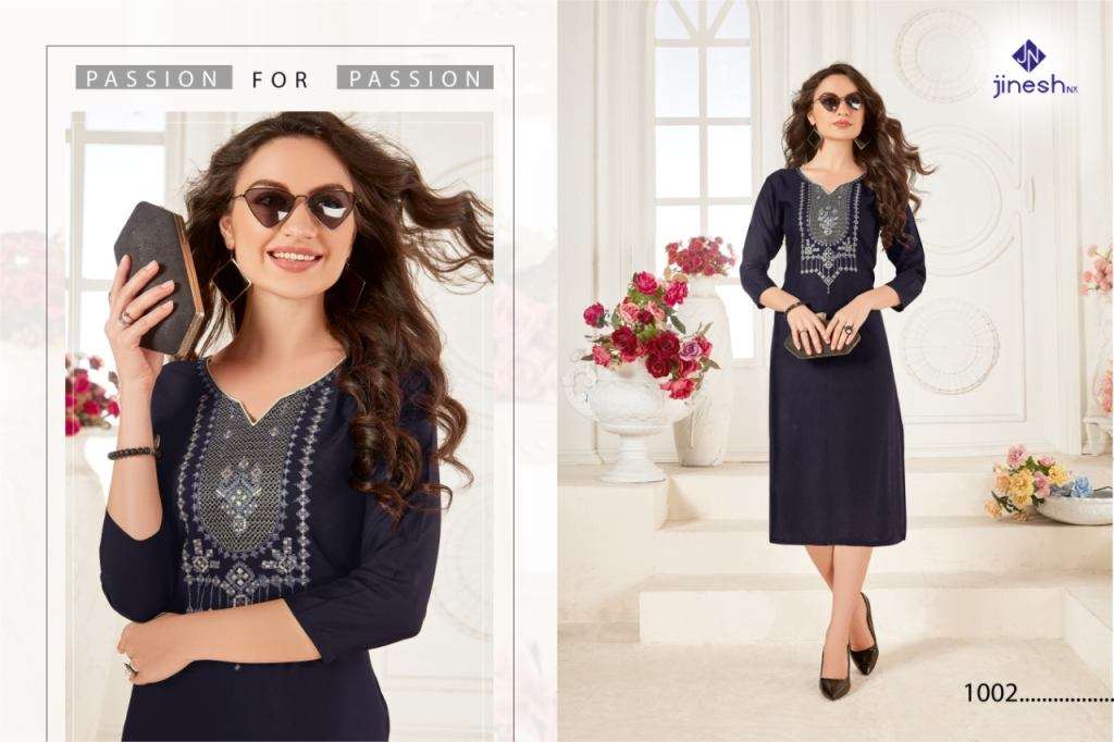 JINESH NX PRESENT AALIYA VOL 1 RAYON DESIGNER KURTIS CATALOG IN WHOLESALE PRICE IN SURAT - SAI DRESSES