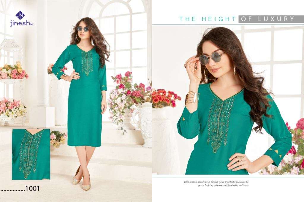 JINESH NX PRESENT AALIYA VOL 1 RAYON DESIGNER KURTIS CATALOG IN WHOLESALE PRICE IN SURAT - SAI DRESSES