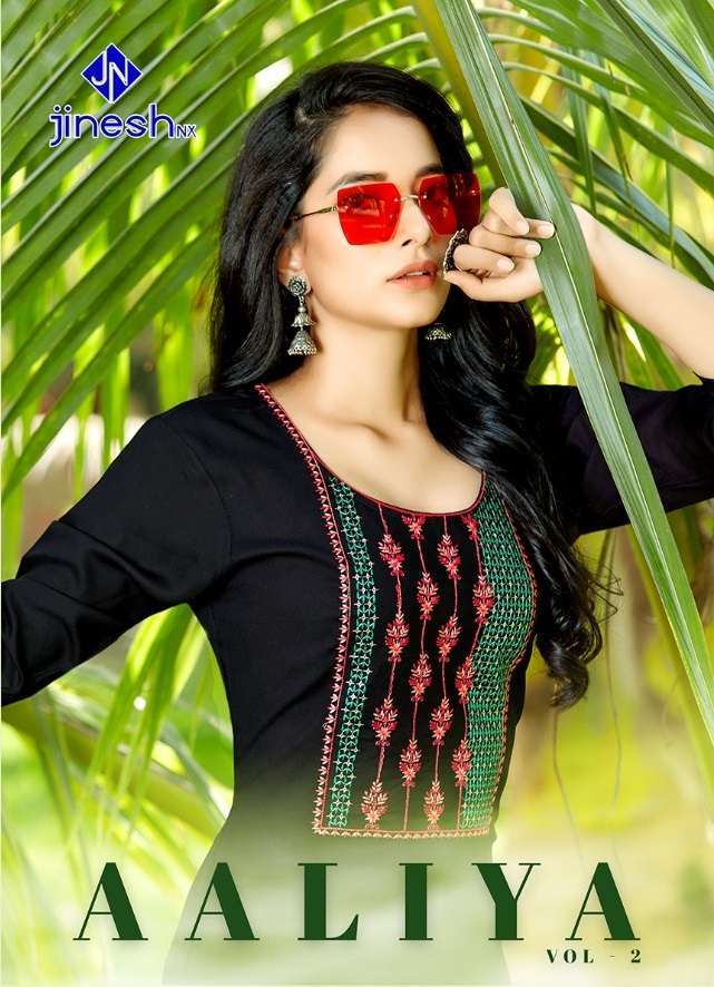 JINESH NX PRESENT AALIYA VOL-2 1001 TO 1008 SERIES RAYON KURTIS IN WHOLESALE PRICE IN SURAT - SAI DRESSES