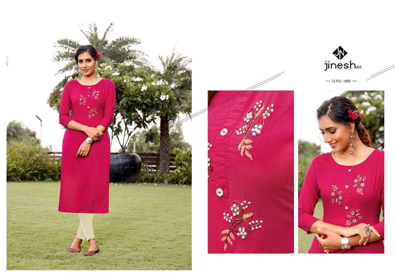 JINESH NX PRESENT ANAMIKA VISCOSE WITH HANDWORK KURTIS IN WHOLESALE PRICE IN SURAT - SAI DRESSES