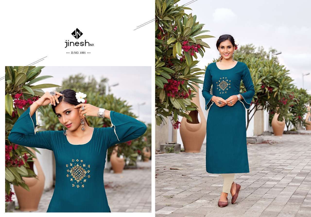 JINESH NX PRESENT ANAMIKA VISCOSE WITH HANDWORK KURTIS IN WHOLESALE PRICE IN SURAT - SAI DRESSES