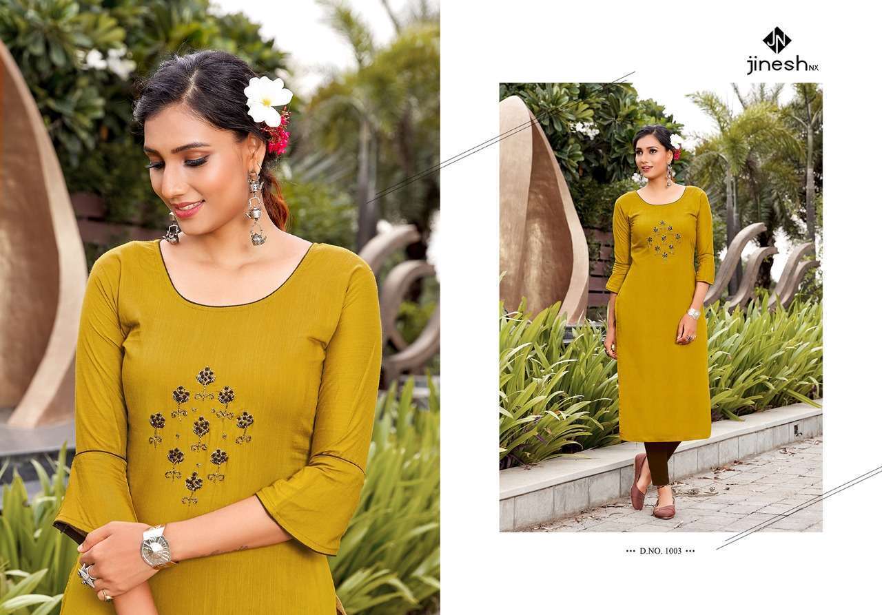 JINESH NX PRESENT ANAMIKA VISCOSE WITH HANDWORK KURTIS IN WHOLESALE PRICE IN SURAT - SAI DRESSES