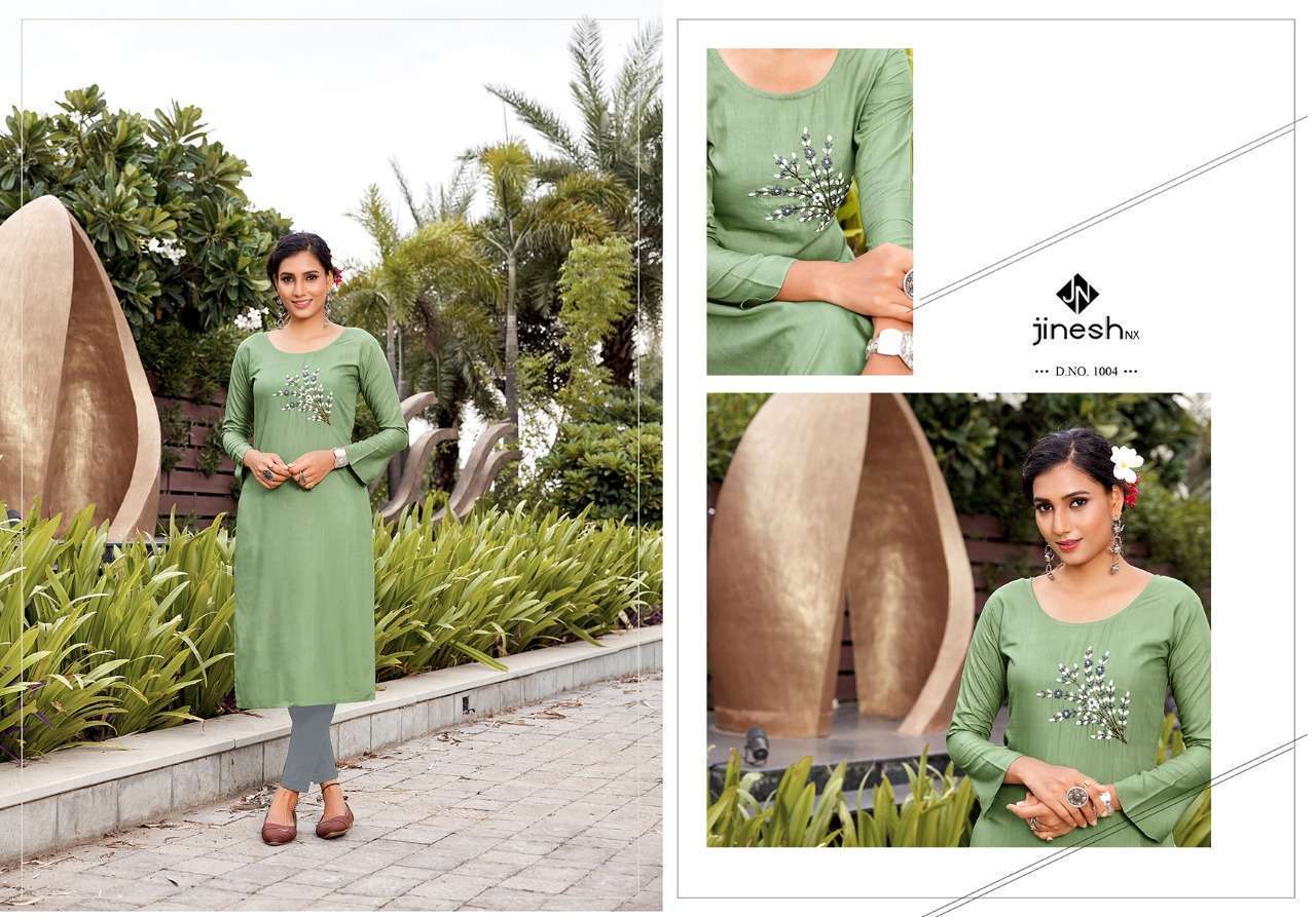 JINESH NX PRESENT ANAMIKA VISCOSE WITH HANDWORK KURTIS IN WHOLESALE PRICE IN SURAT - SAI DRESSES